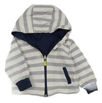 Šedo-bílá pruhovaná oboustranná bunda s kapucí Fagottino