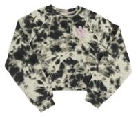 Smetanovo-černá batikovaná crop mikina s květinou Primark