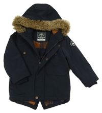 Tmavomodrá šusťáková zimní parka s kapucí George