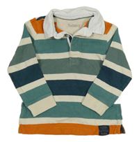 Zeleno-béžovo-cihlové pruhované polo mikinotriko Nutmeg