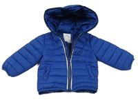 Modrá šusťáková zateplená bunda s kapucí Vertbaudet