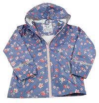 Modrá květovaná nepromokavá bunda s kapucí Lupilu
