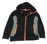 Černo-tmavošedá sportovní propínací mikina s kapucí Yigga