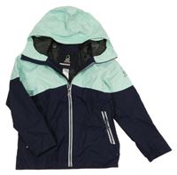 Mátovo-tmavomodrá šusťáková jarní funkční bunda s kapucí Tribord