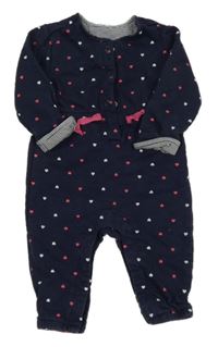 Tmavomodrý teplákový overal se srdíčky