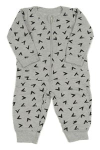 Šedý melírovaný vzorovaný teplákový overal