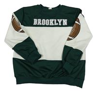 Tmavozeleno-smetanová mikina s nápisem Shein