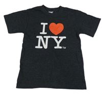 Tmavošedé melírované tričko s nápisem se srdcem