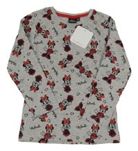 Nové - Šedé melírované triko s Minnie Disney