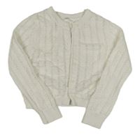 Bílý perforovaný propínací svetr M&S