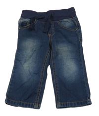 Tmavomodré rifle s úpletovým pasem Hema