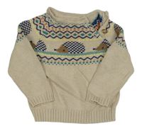 Béžový svetr se vzorem a ježky