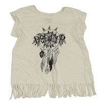 Smetanové tričko s lapačem snů a třásněmi Alive