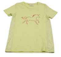 Žluto-melírované sportovní tričko s koněm BPC