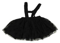 Černá květovaná tylová sukně s kšandami LC Waikiki