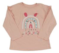 Růžové triko s duhou s králíkem LC Waikiki