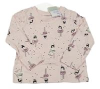 Nové - Světlerůžové triko s baletkami Primark