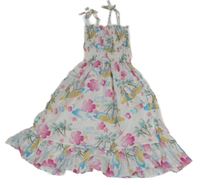 Bílé plátěné šaty s Barbie