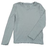 Modrošedé žebrované triko Primark