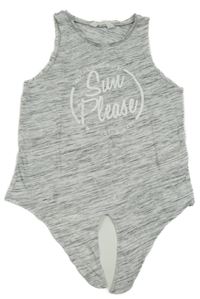 Šedý melírovaný crop top s nápisem H&M