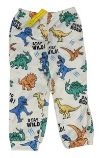Nové - Bílé tepláky s dinosaury Shein