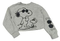 Šedá melírovaná crop mikina se Snoopym M&S