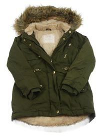 Khaki šusťáková zateplená parka s kapucí Nutmeg