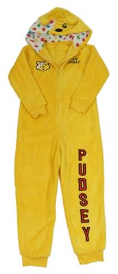 Žlutá plyšová kombinéza s Pudsey a kapucí George