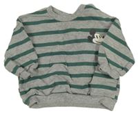 Šedo-zelená pruhovaná mikina s Mickeym H&M
