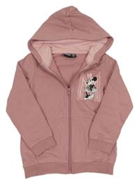 Starorůžová propínací mikina s Minnie a kapucí Disney
