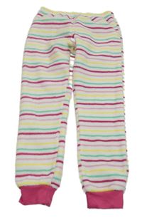 Bílo-barevné pruhované chlupaté pyžamové kalhoty kids