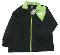 Nové - černo-zelená šusťáková sportovní bunda s logem TSP