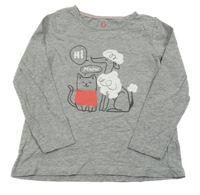 Šedé melírované triko s pejskem a kočkou Lupilu