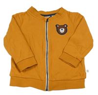 Okrová propínací mikina s medvědem Liegelind