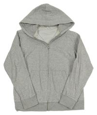 Šedá melírovaná propínací mikina s kapucí H&M