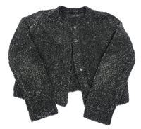 Antracitovo-stříbrný propínací crop svetr George