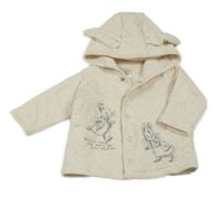 Smetanová prošívaná propínací mikina s králíky a kapucí