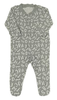 Šedo-bílý overal s písmeny 