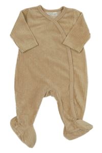 Hnědý žebrovaný sametový overal 