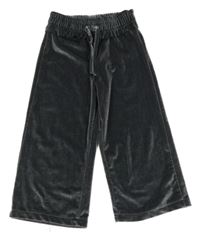 Tmavošedé sametové široké tepláky 