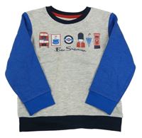 Šedo-modrá mikina s obrázky Ben Sherman