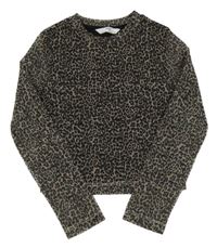 Černo-hnědé šifonové crop leopardí triko M&S