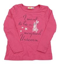 Růžové triko s nápisem a králíkem kids