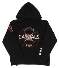 Černá mikina s nápisem a kapucí 