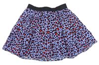 Lila-černo-červená sukně s leopardím vzorem 