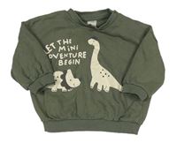 Khaki mikina s diny a nápisem H&M