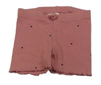 Starorůžové žebrované elastické kraťasy se srdíčky H&M