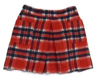 Červeno-tmavomodro-bílá kostkovaná vlněná sukně zn. Dunnes Stores