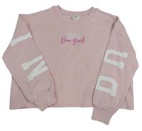 Světlerůžová crop mikina s nápisy zn. River Island