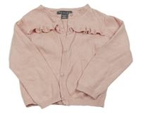 Růžový propínací svetr s volánky Primark